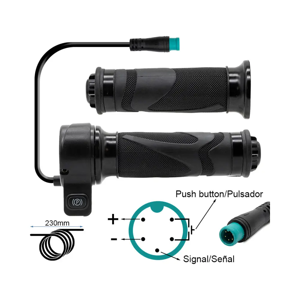 Acelerador de Puño con Pulsador y Conector Waterproof para Patinete Eléctrico - vista del producto