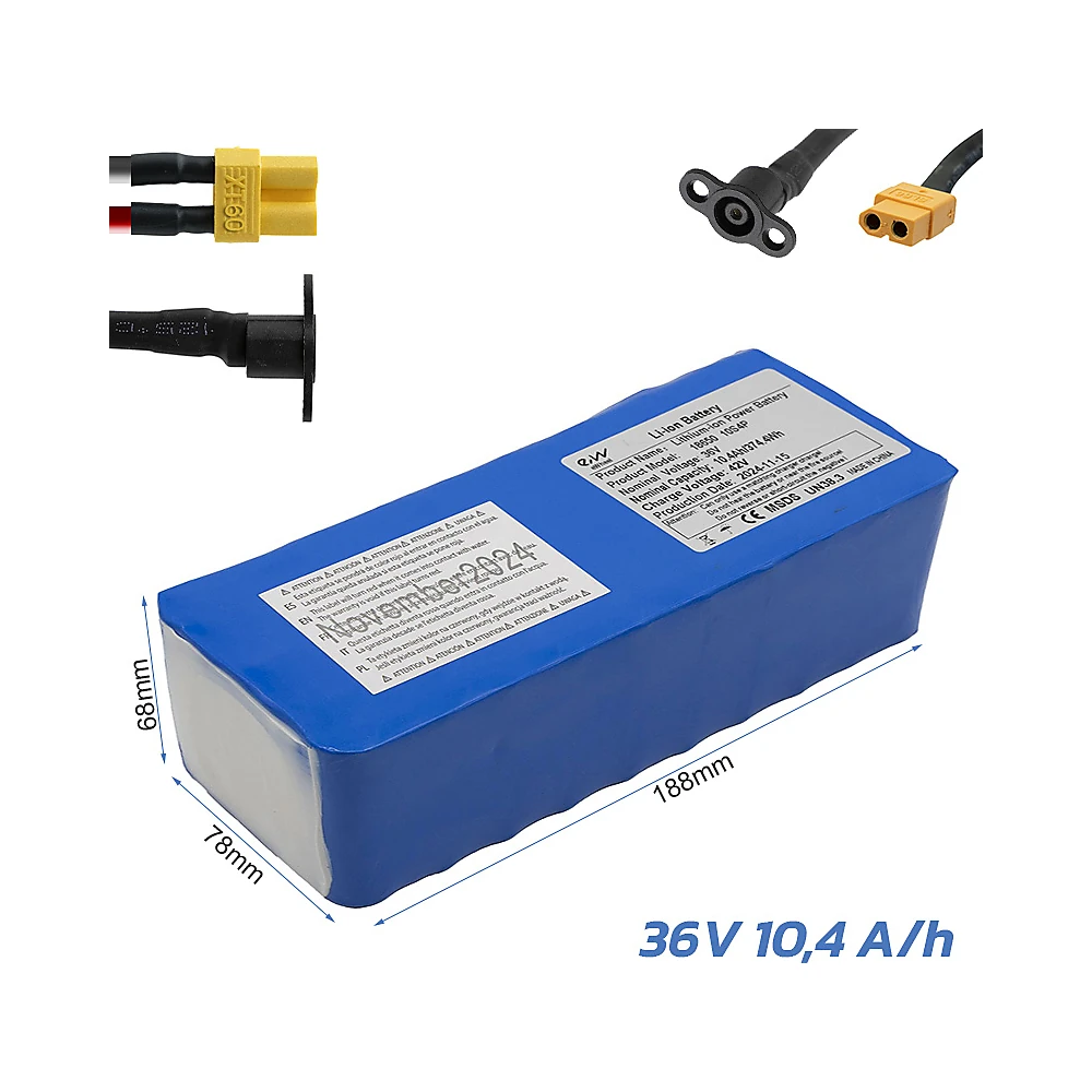 Bateria Externa 36V 10 4Ah Para Patinete Electrico: perfil de materiales para mayor longevidad.