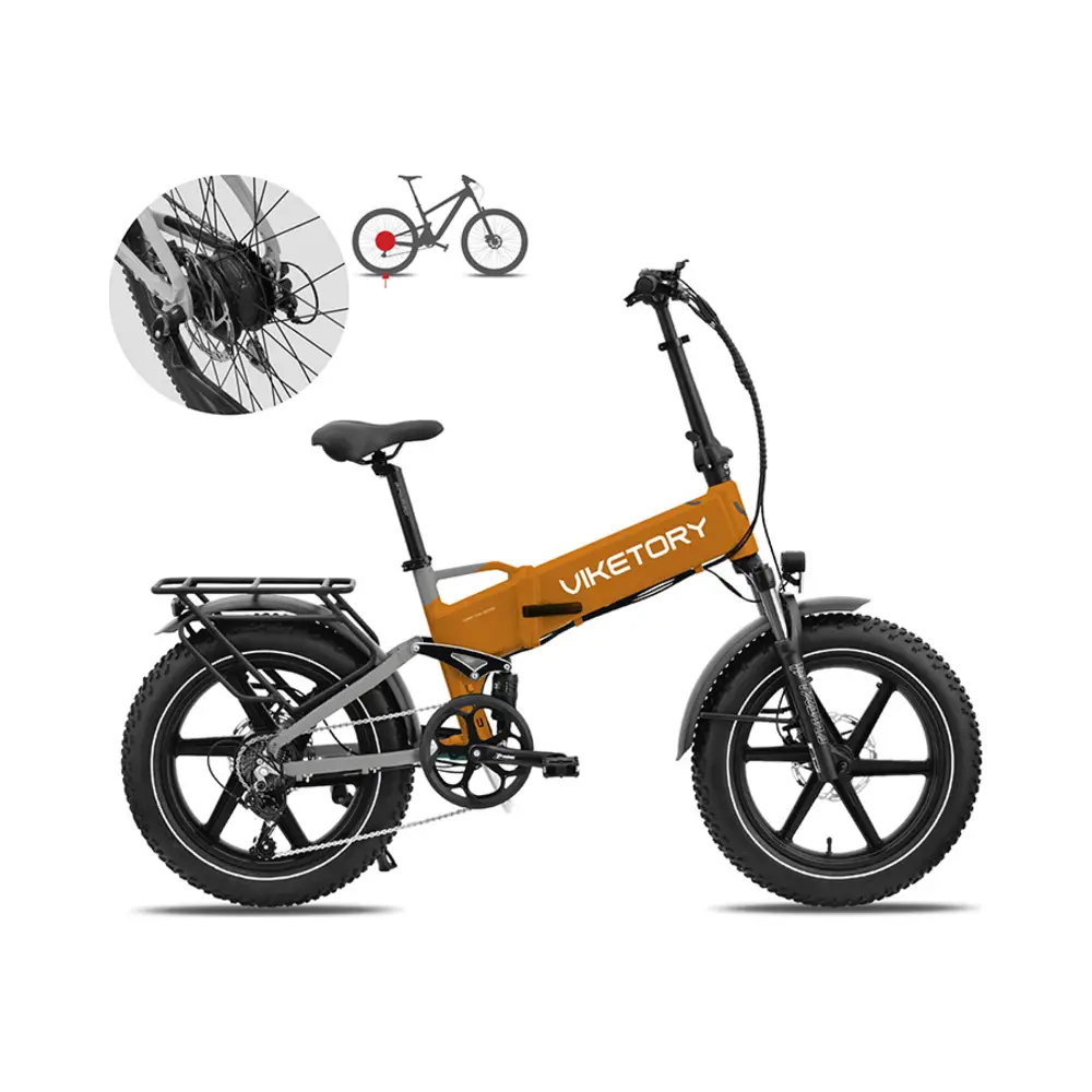 Bicicleta Eléctrica Plegable BRAVE Fatbike Naranja/Gris - detalle del producto