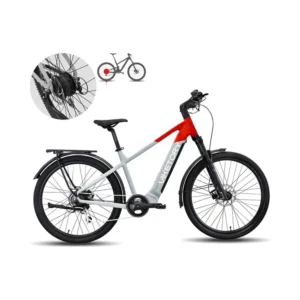 Bicicleta Eléctrica Urbana VENTIX Roja/Gris - detalle del producto