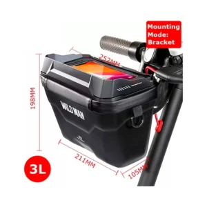 Bolsa Impermeable 3L Con Soporte Para Patinete Electrico Wild Man: ángulo visual de los puntos de fijación.