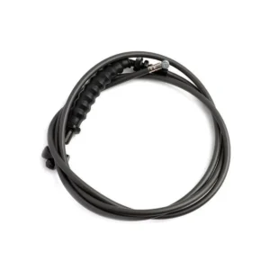 Vista frontal del Cable de Freno Delantero para Patinete Eléctrico Ninebot Max G30, kit completo con cable de acero inoxidable de 116 cm, funda antipolvo y accesorios de montaje.