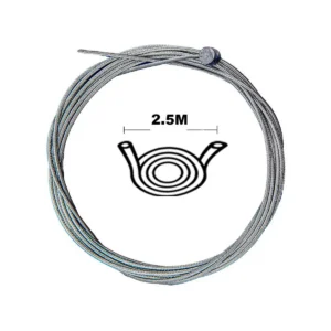 Diagrama de dimensiones del Cable Interior de Freno Universal de 250cm en acero inoxidable, adaptado para Patinete Eléctrico con anclaje cilíndrico estándar.