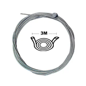 Diagrama de medidas detalladas del Cable Interior de Freno Universal de acero inoxidable de 300cm para Patinete Eléctrico, mostrando longitud y compatibilidad con sistemas de freno.