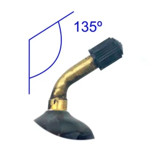 Detalle válvula 45º cámara 10x2.125 para patinete eléctrico