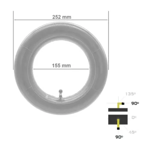 Medidas cámara 10x3 reforzada para patinete eléctrico con válvula recta