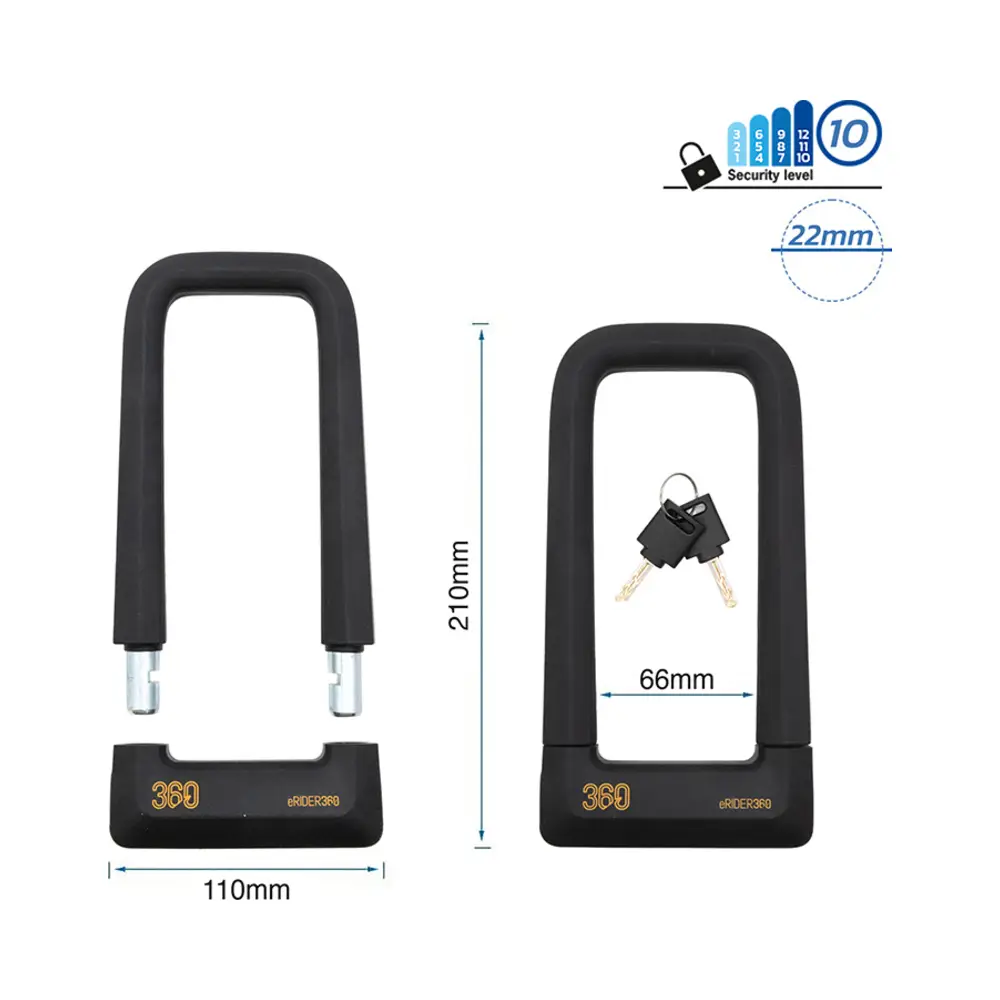 Candado en U Negro con Llave para Patinete y Bicicleta - referencia principal