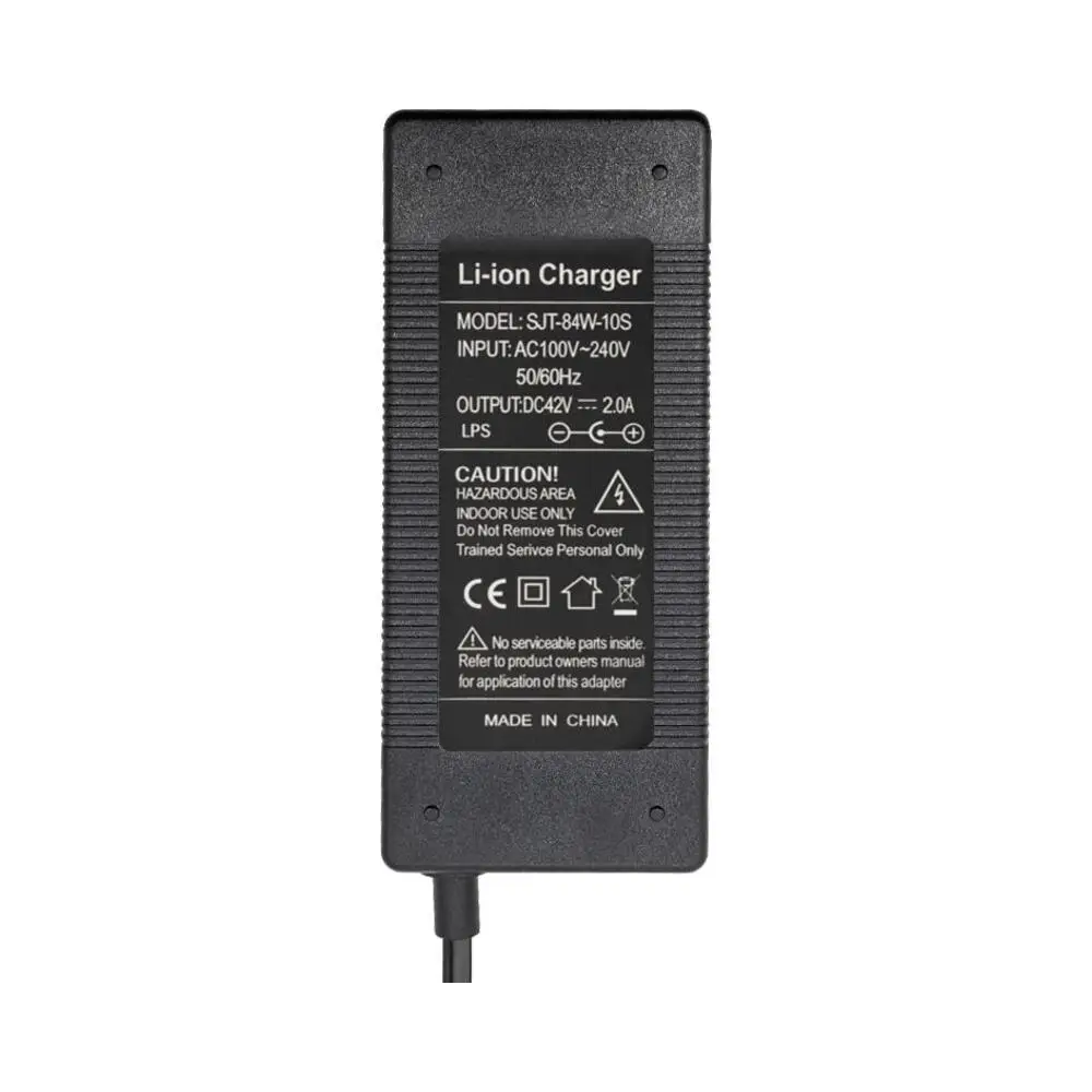 Cargador 36V 2A Salida 42V con Conector GX16 para Patinete Eléctrico - etiqueta técnica