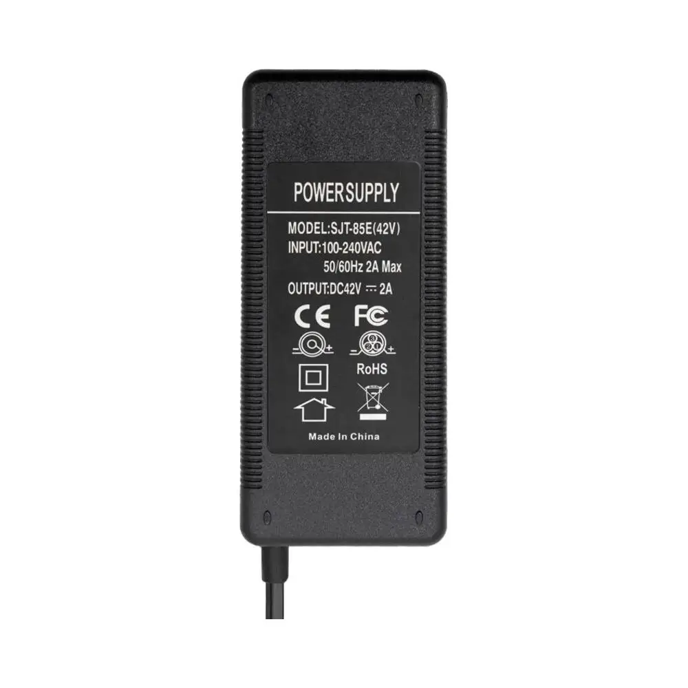 Cargador 36V 2A Salida 42V con Conector XLR para Patinete Eléctrico - etiqueta técnica