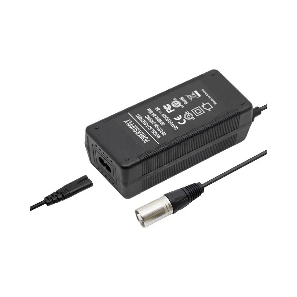 Cargador 36V 2A Salida 42V con Conector XLR para Patinete Eléctrico - vista del cargador