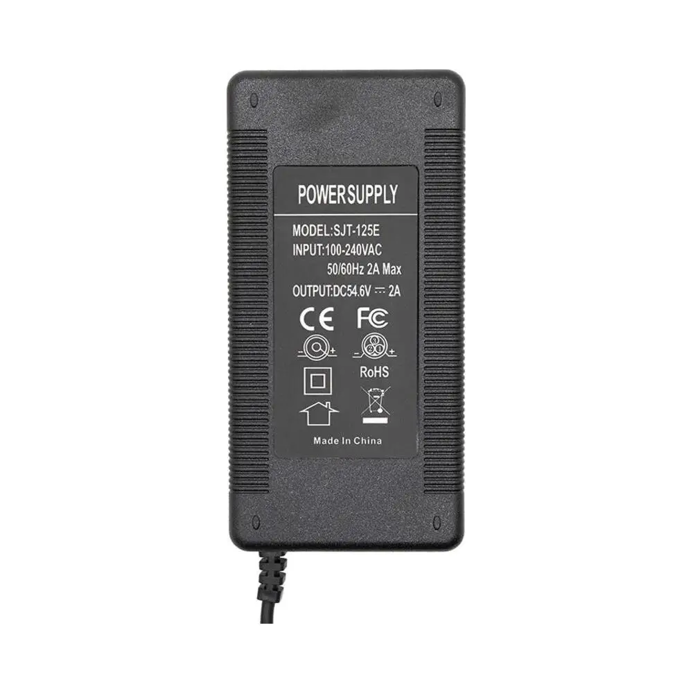 Cargador 48V 2A Salida 54.6V con Conector Julet 3105 para Patinete Eléctrico - etiqueta técnica