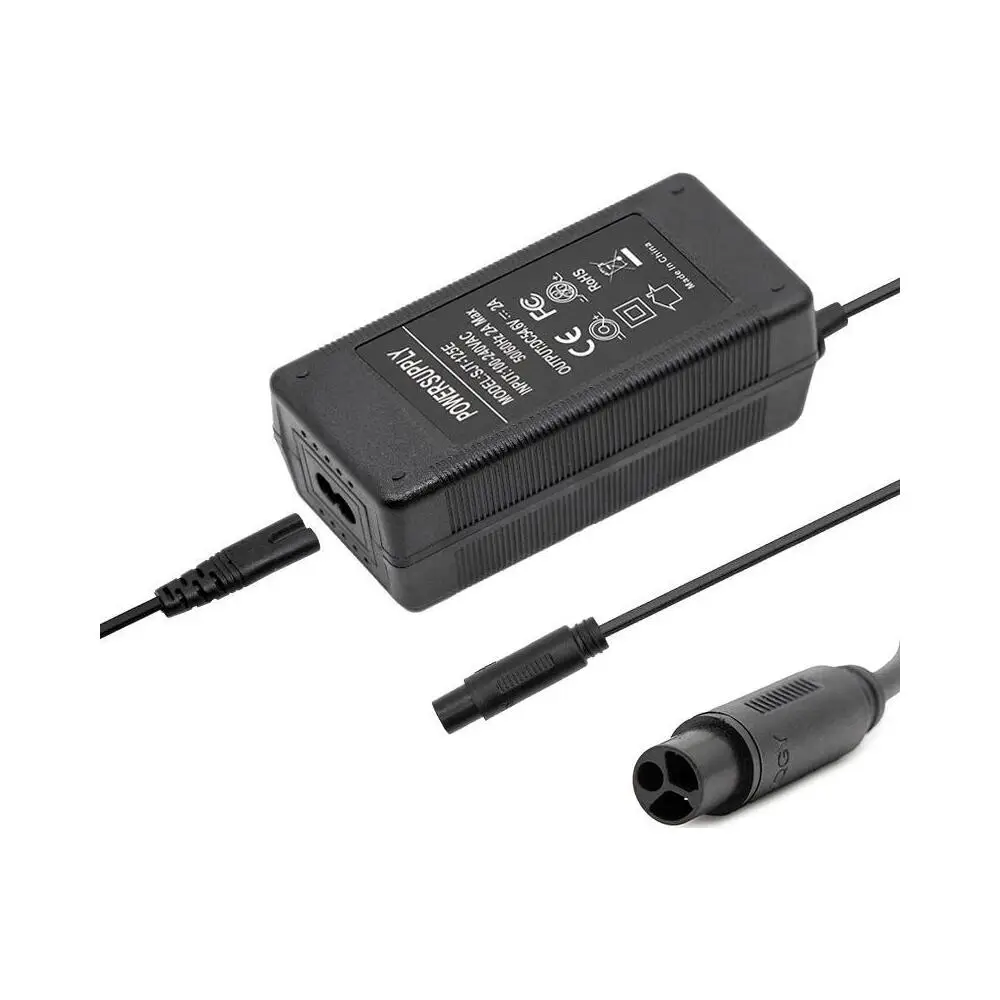 Cargador 48V 2A Salida 54.6V con Conector Julet 3105 para Patinete Eléctrico - vista del cargador