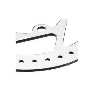 Detalle del disco de freno 110 mm para Patinete Eléctrico Xiaomi mostrando compatibilidad con anclaje de 5 tornillos y acabado en acero resistente.
