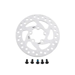 Disco de freno de acero inoxidable para Patinete Eléctrico Xiaomi con diseño ventilado y cinco orificios, ofreciendo máxima seguridad y rendimiento gracias a su diámetro de 120 mm.