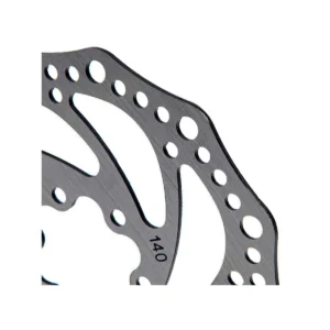 Detalle del disco de freno 140 mm estilo R6 para Patinete Eléctrico Smartgyro, con diseño ventilado en acero inoxidable y sistema de fijación de 6 tornillos.