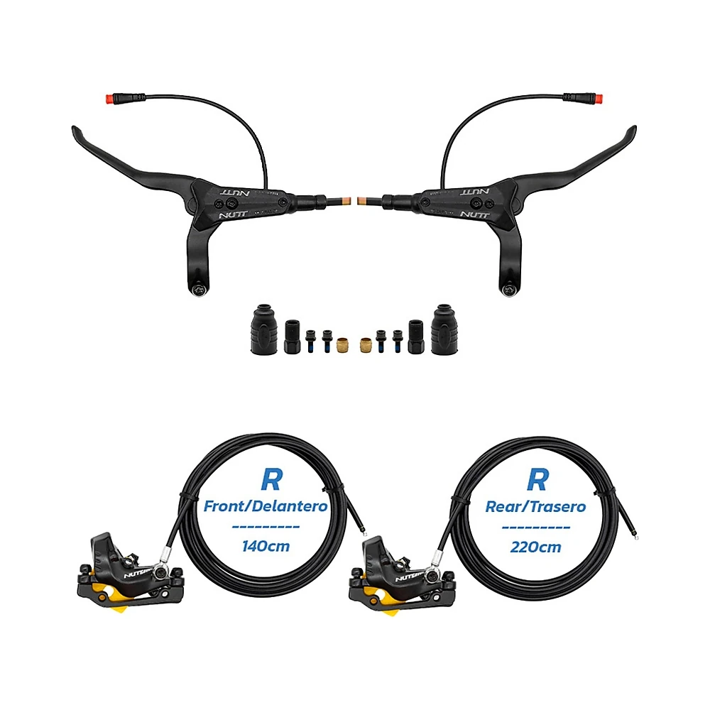 Kit De Freno Hidraulico Negro Y5 Delantero R Trasero R Nutt: diseño minucioso demostrando su fabricación cuidada.