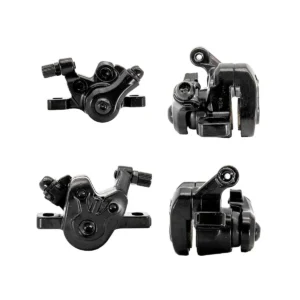 Detalle del kit de freno trasero para Patinete Eléctrico Xiaomi con pinza mecánica robusta y disco de 110mm de diámetro.