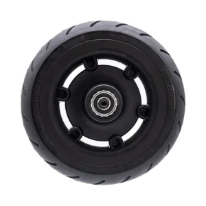 Llanta con rueda maciza 6 1 para patinete ninebot e2 e2 plus bisel 44mm: perspectiva técnica de los puntos de montaje.