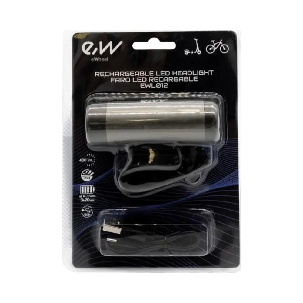 Luz LED Frontal Recargable 400 Lúmenes para Patinete y Bicicleta - detalle visual