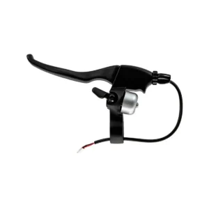 Vista frontal de la maneta de freno para Patinete Eléctrico Cecotec Bongo Serie A, con campana integrada y cuerpo de aleación de aluminio resistente, lista para una instalación directa y segura.