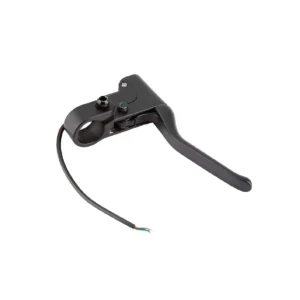 Maneta de freno negra mate para Patinete Eléctrico Xiaomi con sensor Hall y aleación de aluminio visible en vista perspectiva.