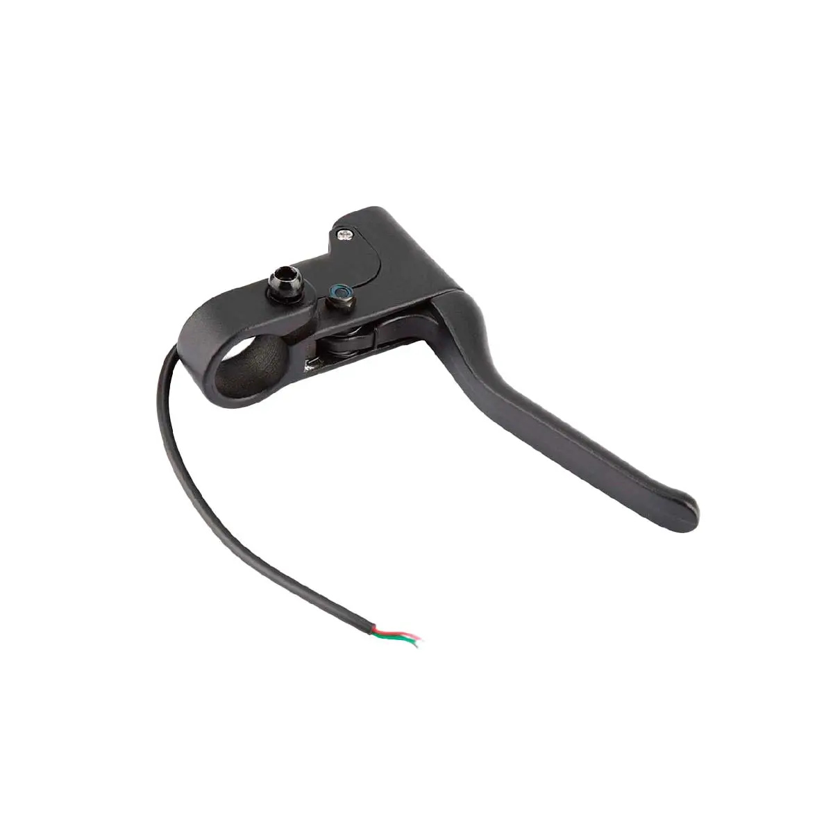 Maneta de freno negra mate para Patinete Eléctrico Xiaomi con sensor Hall y aleación de aluminio visible en vista perspectiva.