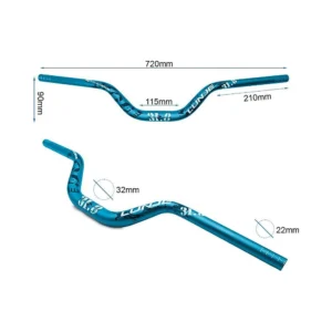 Manillar 720mm con elevacion 90mm azul compatible con patinete y bicicleta: diseñado para un fijación optimizado.