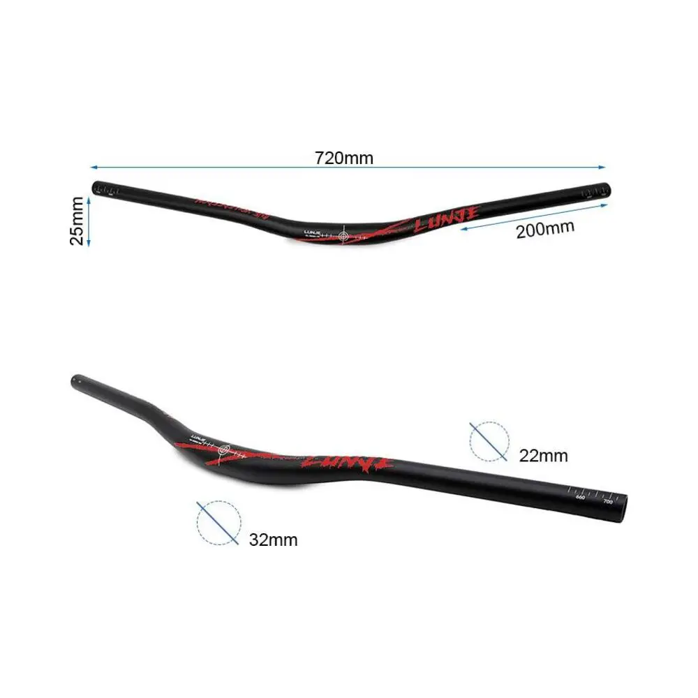 Manillar 720mm Negro/Rojo con Elevación 25mm para Patinete Eléctrico - referencia visual