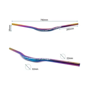 Manillar 780mm con elevacion 25mm multicolor compatible con patinete y bicicleta: primer plano de proporciones y medidas.