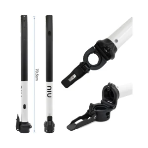 Mastil blanco para patinete niu kqi3 sport: diseño minucioso de los puntos de colocación.
