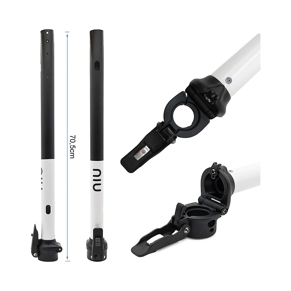 Mastil blanco para patinete niu kqi3 sport: diseño minucioso de los puntos de colocación.