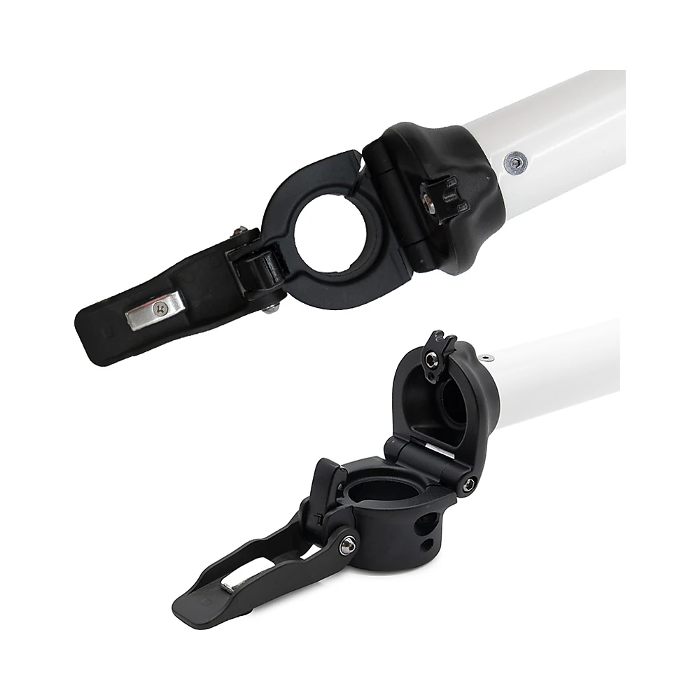 Mastil blanco para patinete niu kqi3 sport: vista de cerca y acabado de excelente resistencia.