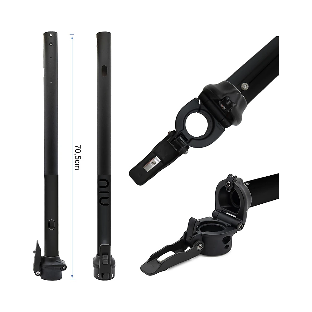Mastil Negro Para Patinete Electrico Niu Kqi3 Sport: enfoque constructivo y acabado de fabricación cuidada.