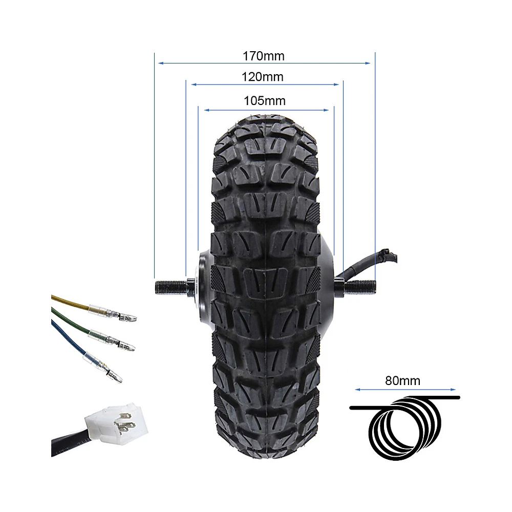 Motor Trasero 48V 800W 6 5 B50 Para Patinete Electrico Smartgyro Y Urbanglide: cotas para un fijación preciso.