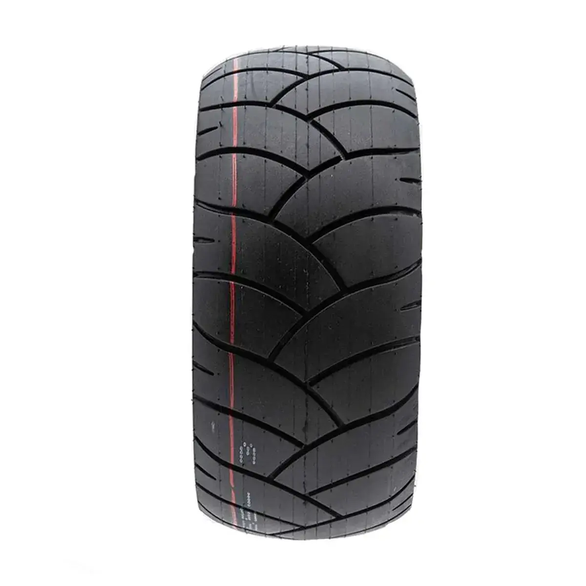 Perfil en perspectiva del neumático 100/55-6.5 tubeless reforzado para patinete eléctrico, estructura sólida.