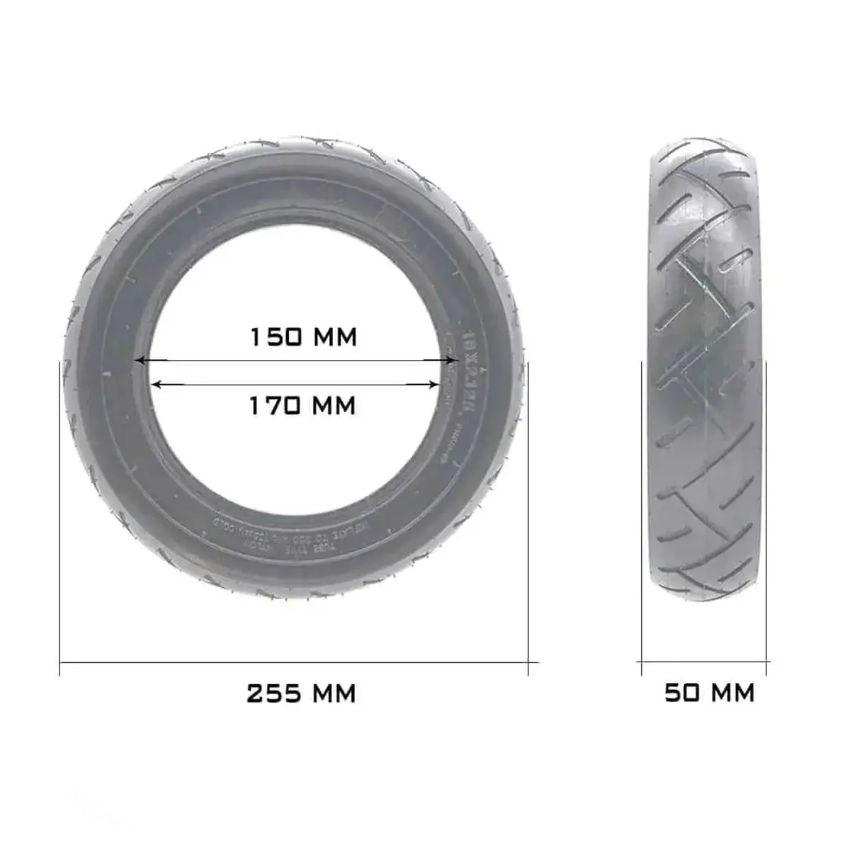 Especificaciones completas del neumático Wanda 10x2.125-6 reforzado para patinete eléctrico, detalle técnico.