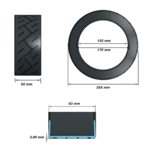 Neumático Wanda 10x2.50-6 reforzado para patinete eléctrico, medidas técnicas grabadas en caucho de alta durabilidad.