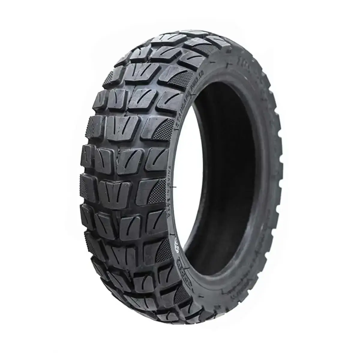 Neumático 10x2.75-6.5 Xuancheng Tubeless – Offroad Patinete Eléctrico, vista frontal cubierta de tracción todoterreno, en OmmviShop.