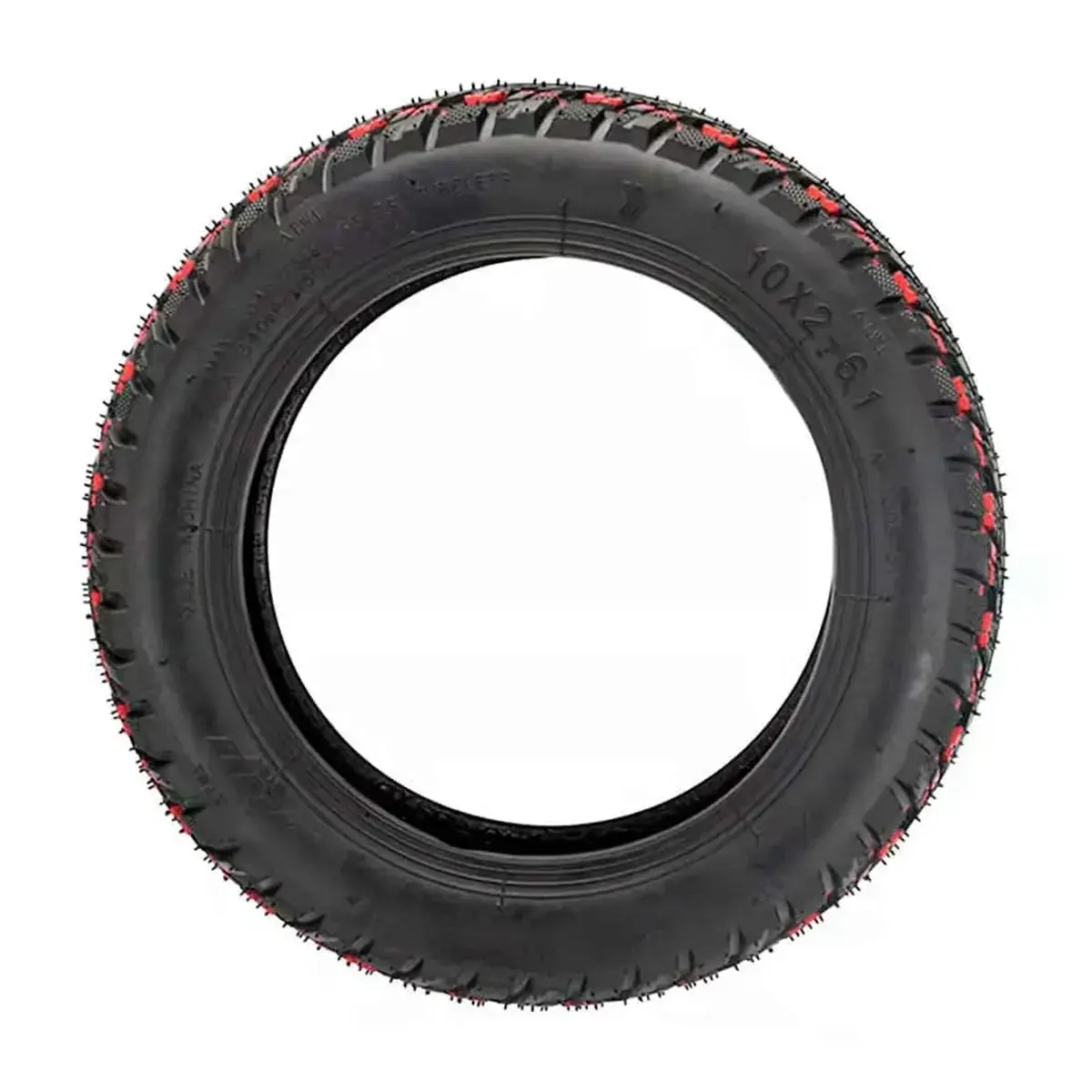 Perfil lateral del neumático todoterreno 10x2 para patinete eléctrico, altura de tacos reforzados.