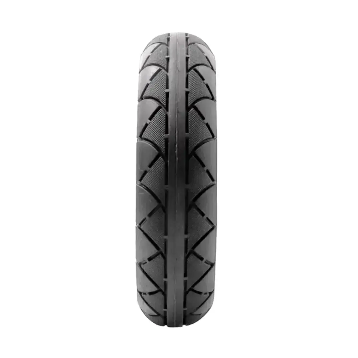 Neumático 200x50-4 reforzado para patinetes y scooters eléctricos, vista en perspectiva con estructura compacta.