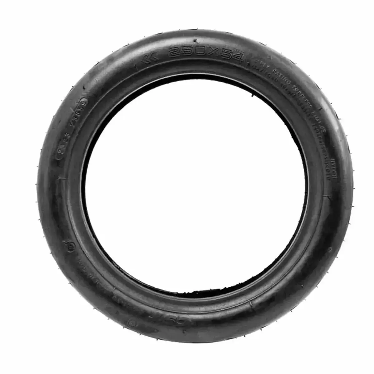 Neumático CST 250x54 tubeless con gel antipinchazos para patinete eléctrico, perfil lateral mostrando caucho reforzado.