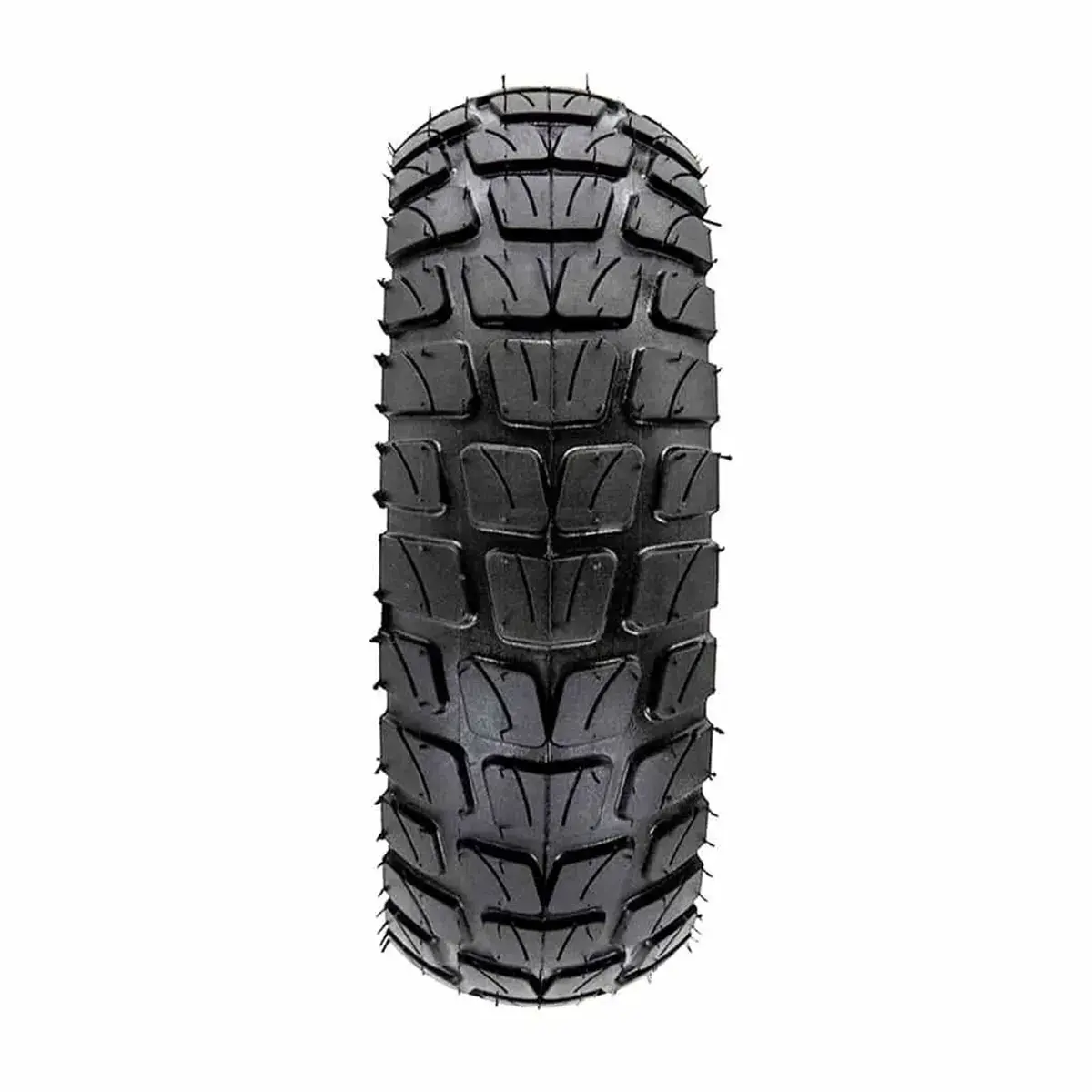 Perfil en perspectiva del neumático Xuancheng 8.5x3 50-134 tubeless offroad reforzado para patinete eléctrico, detalle sólido.
