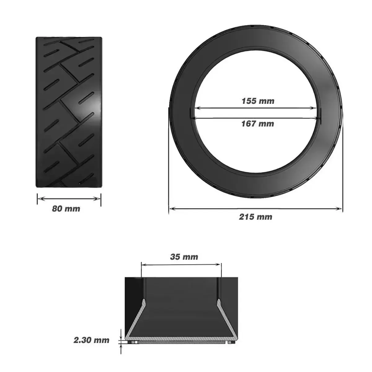 Especificaciones técnicas del neumático Xuancheng 8.5x3-6.1 Cityroad para patinete eléctrico, datos completos.