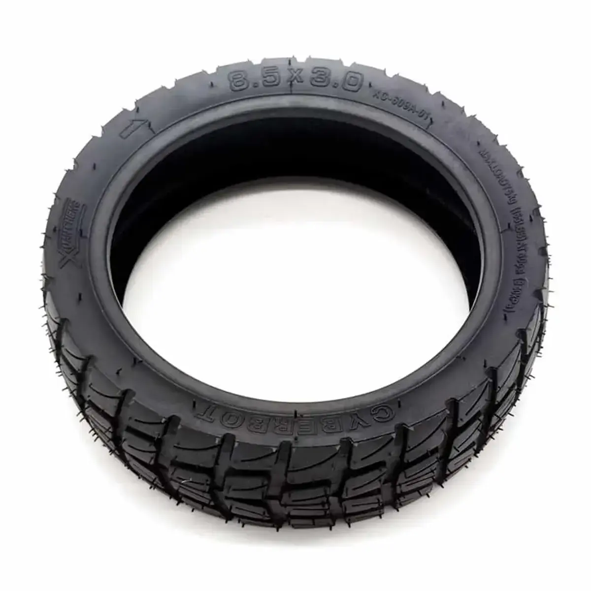 Banda de rodadura del neumático offroad XuanCheng 8.5x3-6.1 reforzado para patinete eléctrico, vista superior.