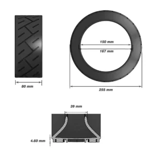 Detalles técnicos del neumático TUOVT 80/65-6 (10x3) tubeless offroad para patinete eléctrico, calidad premium.