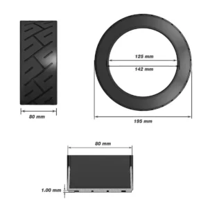 Neumático Innova 8x3-5 Tubeless Cityroad para patinete eléctrico, detalle de medidas y especificaciones técnicas.