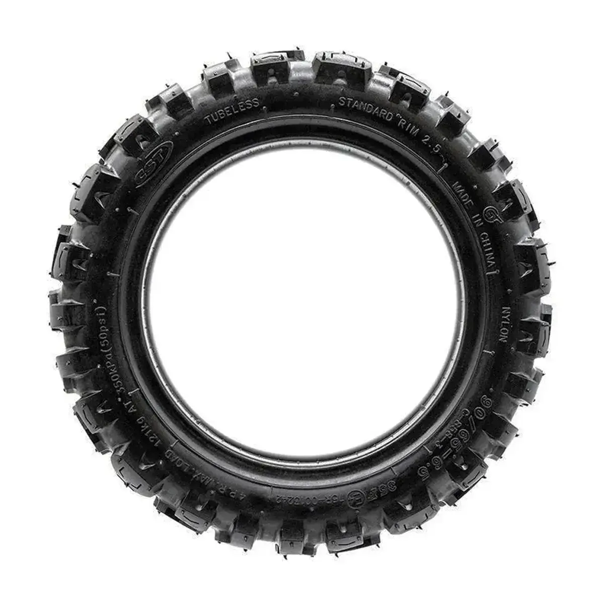 Vista lateral del neumático CST 90/65-6.5 (11x3) multitaco tubeless reforzado para patinete eléctrico, flanco sólido.
