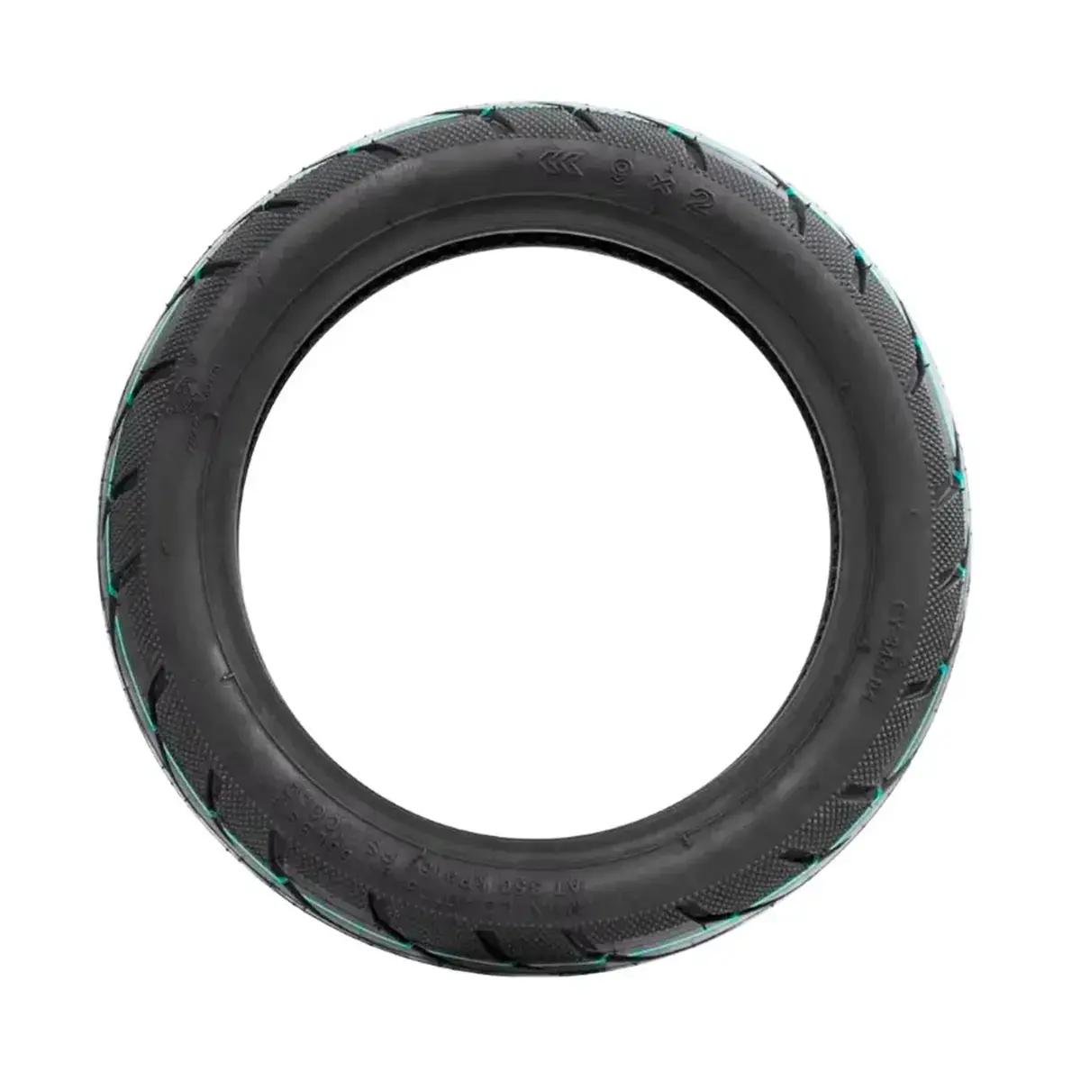 Perfil lateral del neumático 9x2-6.1 tubeless reforzado para patinete eléctrico, caucho de alta resistencia mostrado.