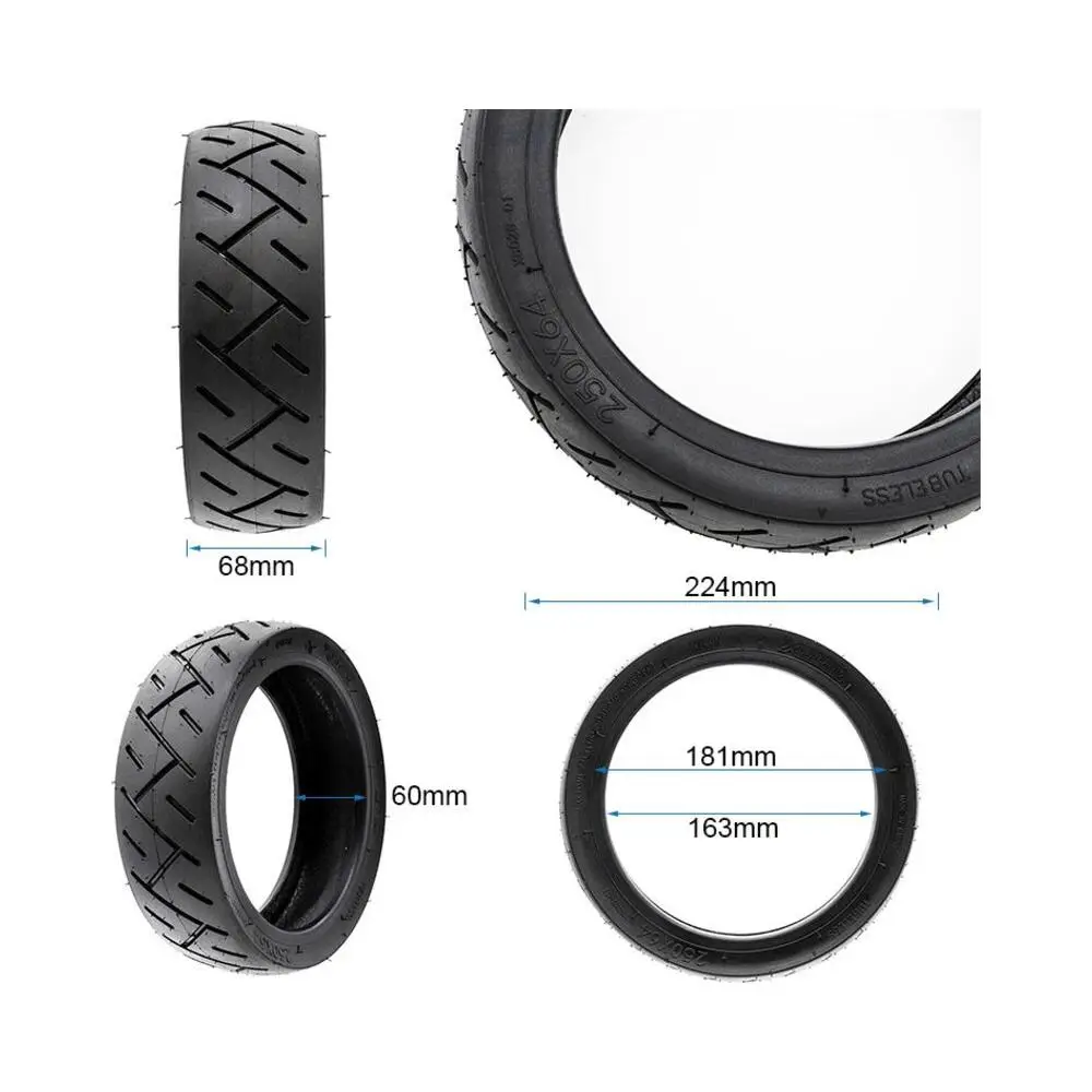 Neumático Tubeless Cityroad Xuancheng 250x64 para Patinete Eléctrico - medidas del neumático
