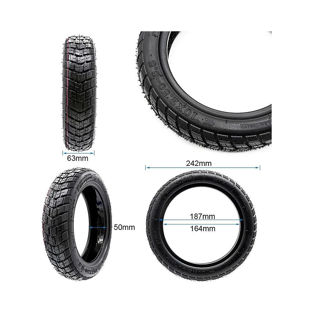 Neumatico tubeless offroad 10x2 50 6 5 con gel para patinete electrico: pieza de recambio completo preparado para el rodaje.